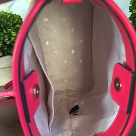 KATE SPADE ♠️ New York "Darcy"🩷PINK🩷WOVEN HOUNDSTOOTH SMALL BUCKET BAG🌟LIKE NEW🌟 - Picture 12 of 17